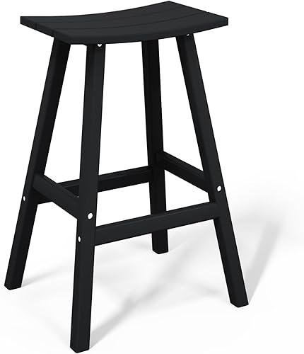 Miniatura 54 de Costaelm Juego de 2 taburetes de bar para todo tipo de clima, 29 pulgadas de altura, taburetes de bar Adirondack de polietileno para patio, terraza,