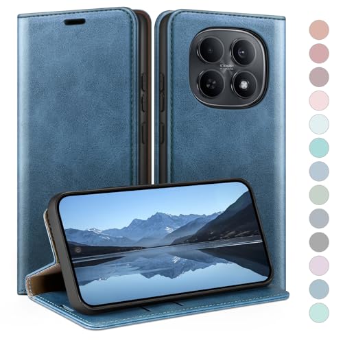 Funda para Xiaomi Redmi Note 15 5G HUOUH de cuero PU azul brillante