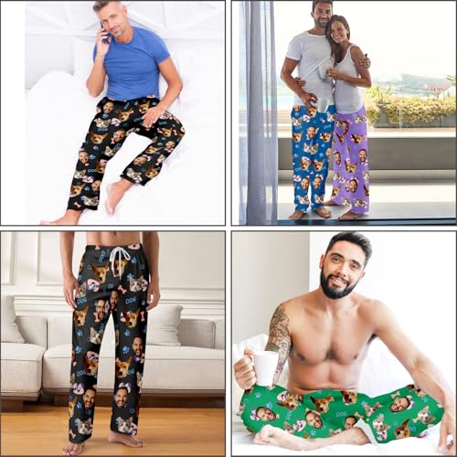 Custom Pajama Pants for Men Women, Personalized Pj Bottoms with Photos, Customized Face Pajama Trousers Christmas Gifts 6