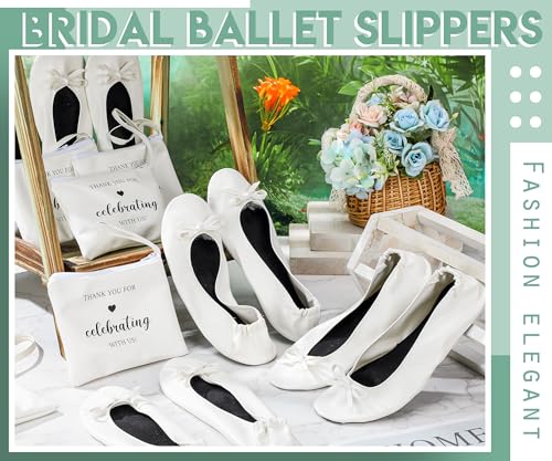 Cuffbow 6 Pairs Wedding Foldable Flats Ballet Dancing Shoes for Purse Rollable Ballerina Slippers Shoes Bulk Bride Bridesmaids Guests3