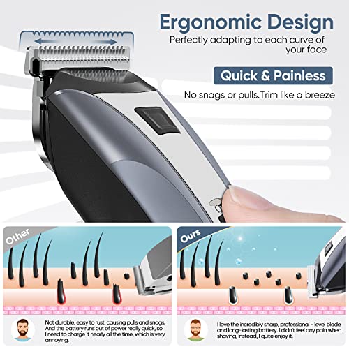 Baardtrimmer voor heren, elektrisch, professionele multifunctionele set voor baardhoofd, lichaam, gezicht, neus en oorhaar, 5-in-1 multifunctionele oplaadbare tondeuse, IPX6 - Image 7