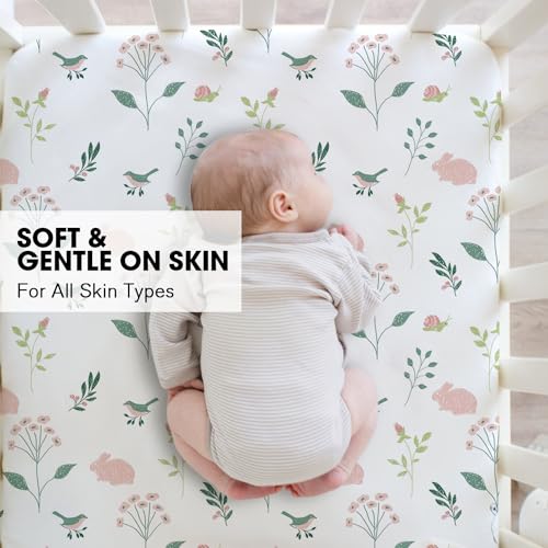Image of Little Grape Land Crib Sheets for Girls 2pk Baby Crib Fitted Sheet for Standard Size Crib and Toddler Mattress Super Soft Baby Sheet
