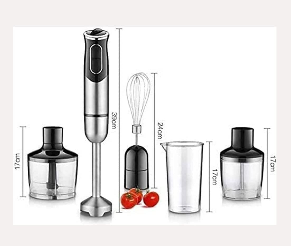 Blender ręczny ręczny, blender ręczny 4 w 1, blender ręczny ze stali nierdzewnej, bez BPA, narzędzie kuchenne, idealny do zup, koktajli, przecierów, jedzenia dla niemowląt