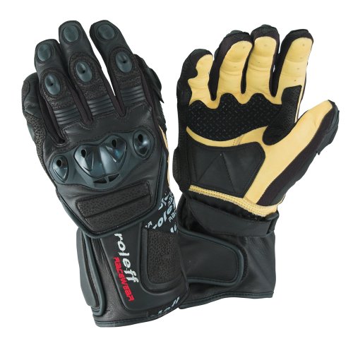 Roleff Racewear RO 90 Motorradhandschuhe – Leder/Textil, Schwarz, Größe M, Mit Belüftung