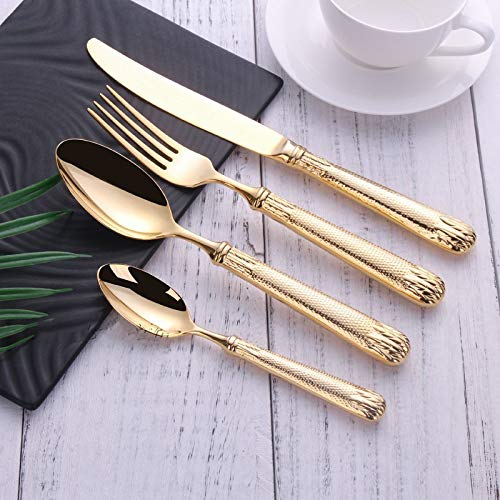 Couverts en acier inoxydable gravés luxe d'or à offrir pour un mariage