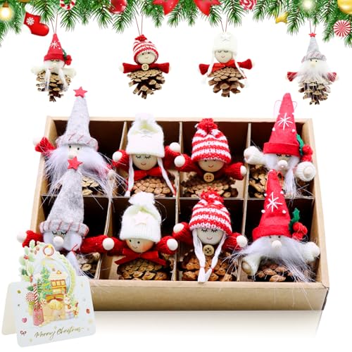 Spetsbst 8 Stück Weihnachtswichtel Anhänger Christbaumschmuck,...