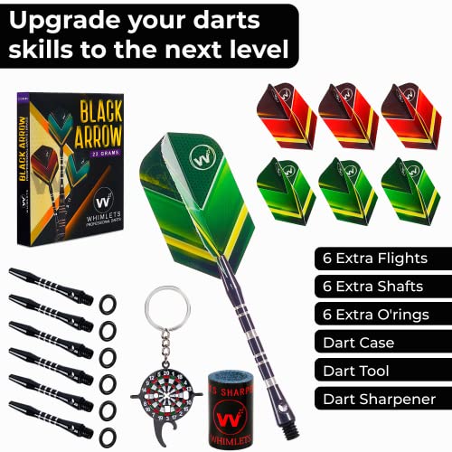 Whimlets Steel Tip Darts Set - Professional Darts Steel Tip for Dartboard with Brass Barrels and Extra Aluminum Shafts, O-Rings, Flights + Dart Tool and Sharpener + Gift Case - Darts Metal Tip Set
