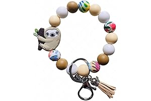 Sloth Gifts for Women Girls: Wristlet Keychain Bracelet Beaded Key Ring Holder
