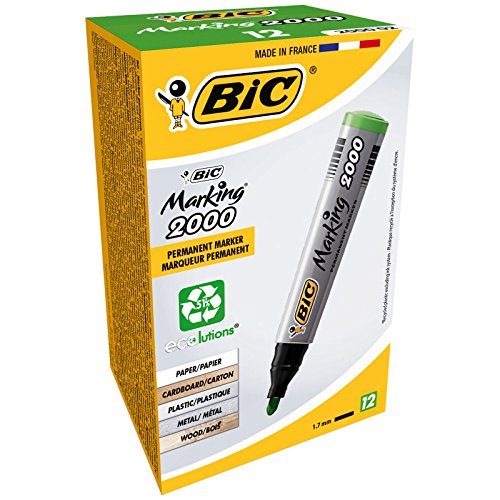 BIC Marking 2000 ECOlutions Permanent Bullet Tip Markers - Green, Box of 12