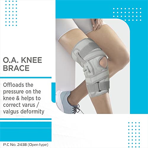 Image of Vissco OA Knee Brace - Open Type, Offloads the Pressure on the Knee - (Left) Grey - Medium