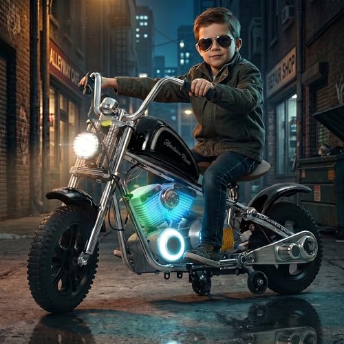 Image of Baybee ChopperX Baby Battery Operated Bike for Kids with Adjustable Seats I Rechargeable Ride on Toy with LED Lights, USB & Music I Big Baby Bike | Electric Bike for Kids to Drive 2+ Years (Black)