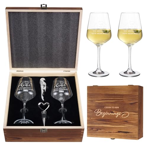 AW BRIDAL House Warming Gifts New Home Wine Glasses Sets, 2026 Closing Gifts for Home Buyers and...