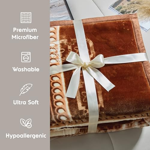 Image of Nestl Korean Mink Blanket King Size - 12 Lbs Velvet Fleece Korean Blanket - 2 Ply Warm & Thick Winter Blanket - Wrinkle & Fade Resistant - 87 x 94 Inches (Brown)