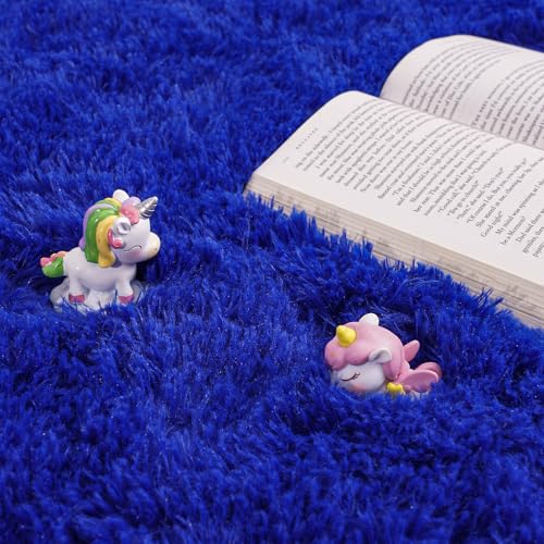 Rugs for Living Room 8x10, Soft Shaggy Modern Shag Area Rug for Bedroom, Upgrade Non-Slip Plush Fluffy Carpet for Kids Boys Girls Room Home Decor Aesthetic, Royal Blue
