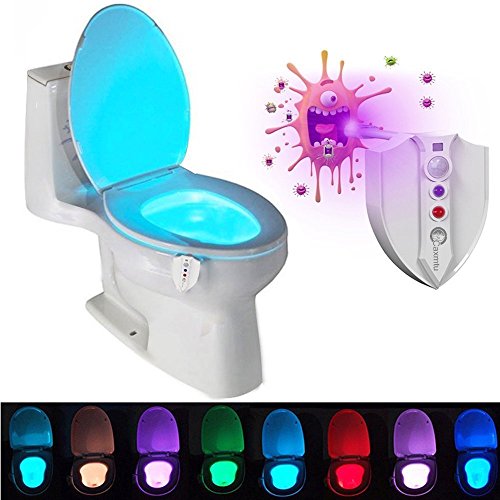 biee, Luce notturna per bagno, luce LED, 8 colori, Dinamico della Toilette Luce, Luce notturna, illuminazione bagno, Sensore luce, Toilette Luce Cambia o feste colore UV di disinfezione luci Style1