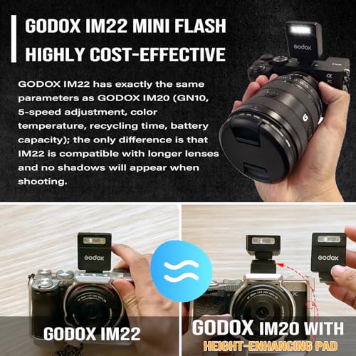 Image of Godox iM22 Camera Flash - GN10 /470 mAh /Type-c Charge /440 Full-Power Flashes /3s Recycle Times /5 Power Levels /Manual, Camera Flash for zv1 /Sony zve10 /Ricoh gr3 /Fujifilm f1 etc.