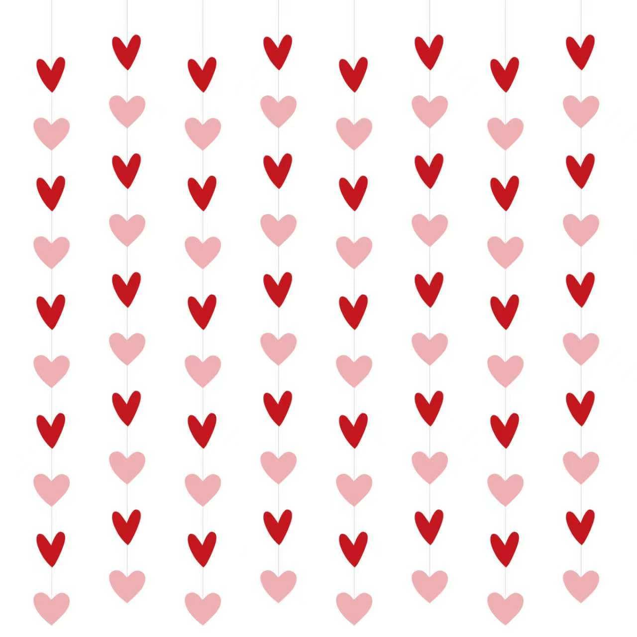 Photo 1 of  Hanging Hearts, Red Pink Heart Streamers for Valentines Day Banner, Heart Garlands Red Pink for Decoration Photo Backdrop Large Heart Valentines Day Anniversary Decor (NO DIY)