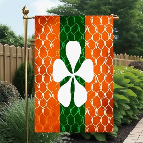 Bandera de jardín resistente de doble cara con silueta de hojas 5