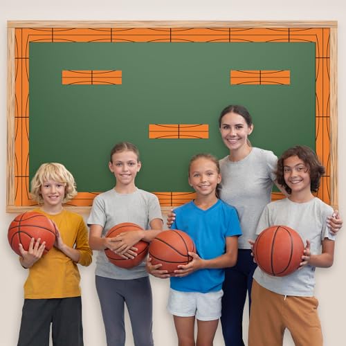 Image of BeYumi Basketball Sport Border Trim - 65ft Back to School Basketball Patterned Straight Rolled Border Trim Orange Basketballs Die Cut Sports Bulletin Board Party School Classroom Chalkboard Wall Decor
