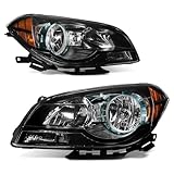 AUTOSAVER88 Headlights Assembly Compatible with 08 09 10 11 12 2008 2009 2010 2011 2012 Chevy Malibu 2008-2012 08-12 Headlamps Passenger and Driver Side Black Housing Amber Reflector