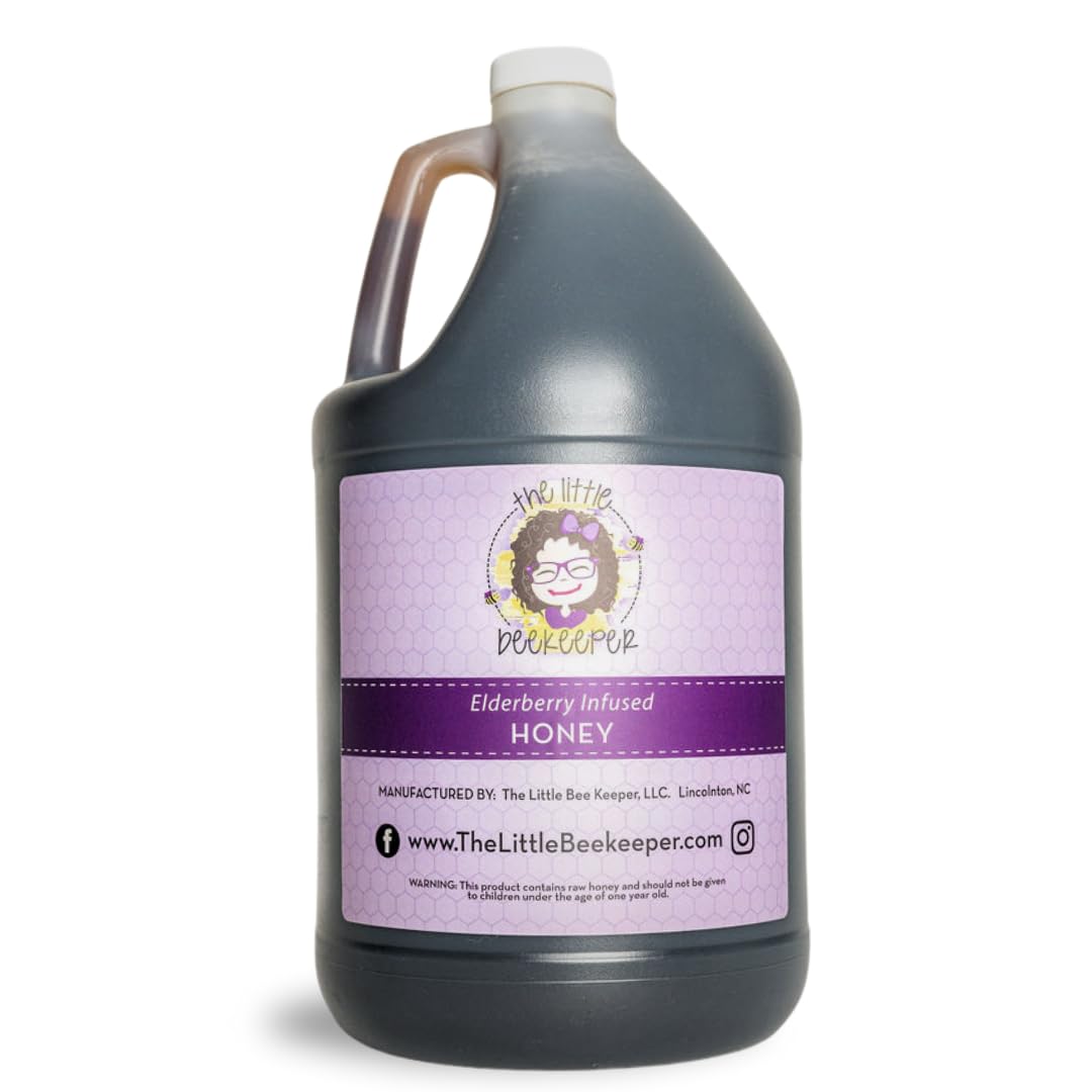 The Little BeeKeeper Elderberry Infused Honey | 12lbs Elderberry Honey | 100% Raw & Natural | Immune Support | 1 Gallon