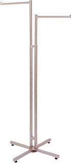 Adjustable 2-Way Clothing Rack in Rose Gold 48-72 H Inches with Straight Arms