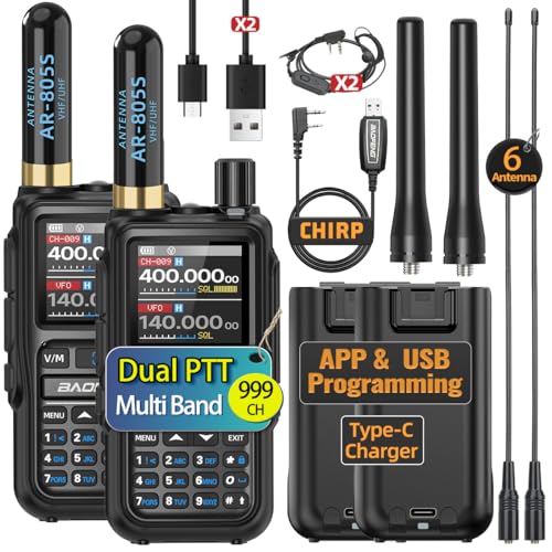 BAOFENG Radio UV-5R MINI Ham Radio Handheld UV5R Walkie Talkies Long Range Rechargeable Emergency NOAA Weather Two Way Radios APP Programming Dual PTT USB-C Charger for Camping Survival Gear 2 Pack