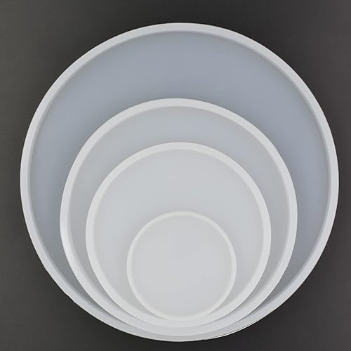 Molde epoxi de forma redonda de 4 unidades de diámetro 7.1 in, 5.1 in, 3.9 in, 2.4 in redondo grande y pequeño Coastr DIY molde de silicona de