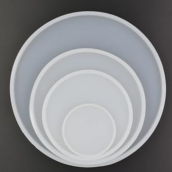 4Set Round Shape Epoxy Mold Dia. 18cm, 13cm, 10cm, 6cm Large and Small Round Coastr DIY Resin Casting Silicone Mold