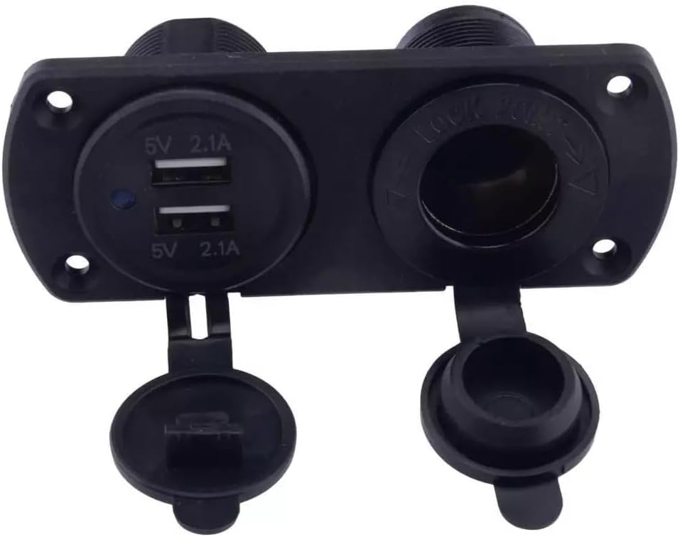 1x 12V Dual USB Car Cigarette Lighter Outlet Socket Charger Panel Parts