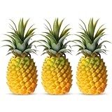 Simgoing 3 Pack Artificial Pineapple Simulated Fruit Decoration Fake Fruit Model Lifelike Pineapple for Summer Hawaiian Luau Tropical Party Decor Cabinet Table Decoration(Small)