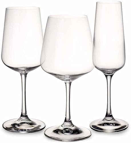 Villeroy & Boch - Set de 12 copas de vino OvidAptas para lavaplatosHechas en AlemaniaTransparente, 100% vidrio sin plomo3formas y tamañosPerfectas