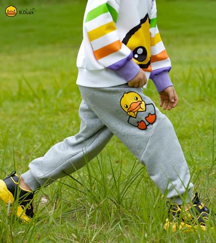 Unisex Sweatpants Yellow Duck Character Playful Athletic Workout Kids Joggers Casual Pants Elastic Waist Grey3