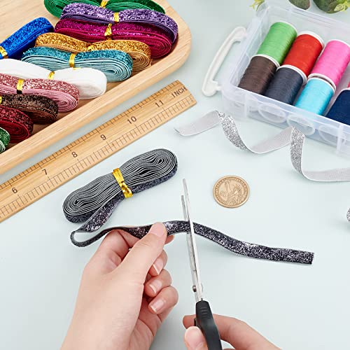 BENECREAT 27.45m Glitter Polyester Satin Ribbons, 15 Colors Velvet Ribbon for Gift Wrapping Sewing, Wedding Decoration - Image 3