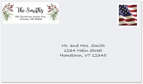 Miniatura 5 de Etiquetas de dirección de devolución de Navidad personalizadas etiquetas de dirección de devolución de vacaciones juego de 120 calcomanías