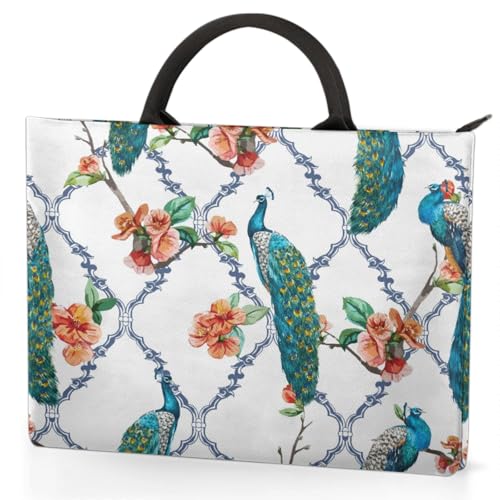 Peacocks Flowers Laptop Sleeve with Handle Waterproof Computer Carrying Case3