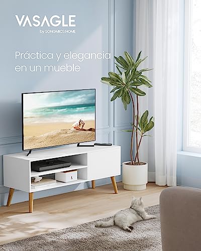 Miniatura 3 de Vasagle Mueble De Tv, Mesa De Tv, Para Televisores De Hasta 55 Pulgadas, Largo De 120 Cm, Centro De Entretenimiento, De Mediados De Siglo Para Salón, Dormitorio, Blanco Ltv120t46