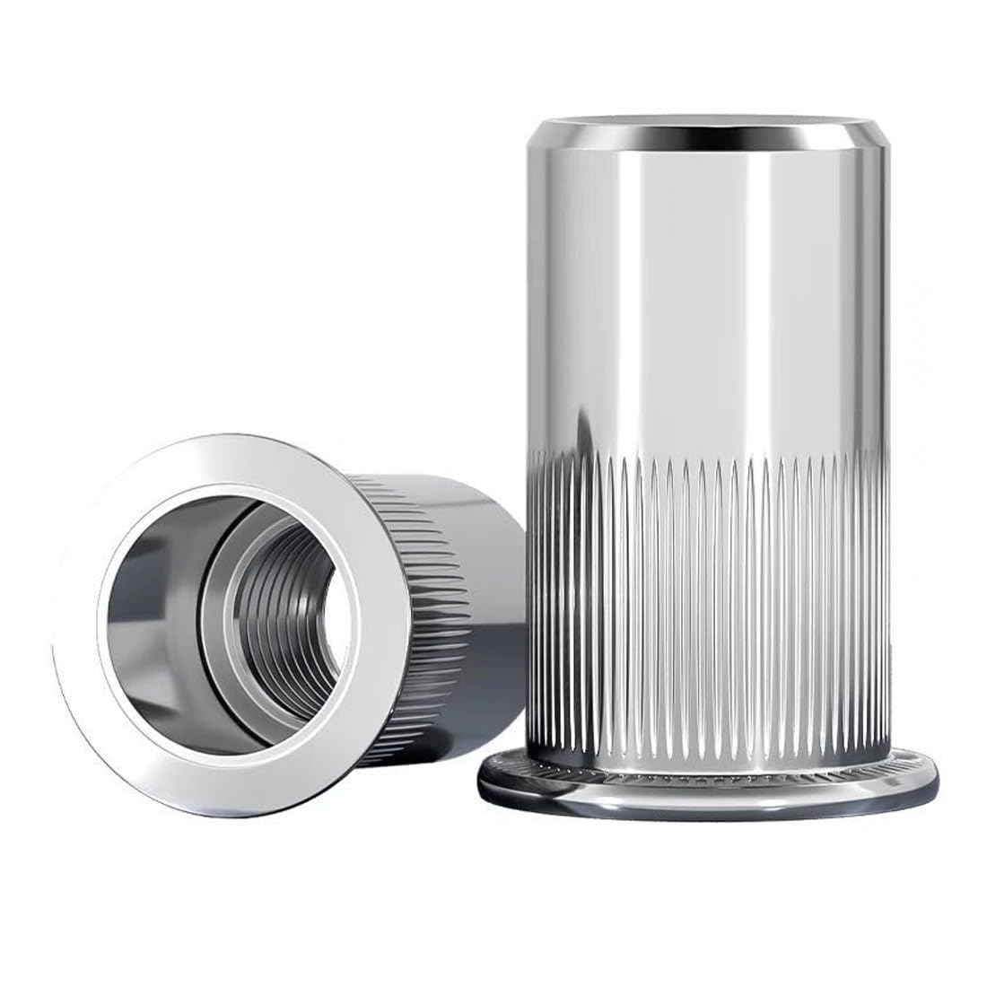 M4 Rivet Nut 100Pcs in Acciaio Inox 304 con Testa Piatta Finitura Rivestita Inserto Filettato Dado con Corpo Zigrinato