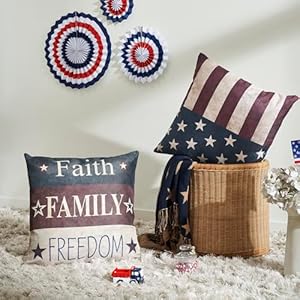 Vhcbrandsfaithfamilyfreedompillowcoversetof220x20decorativepatrioticthrowpillowcoversusaamericanadecorforindependancedayand4thofjulyinsertsnotincluded  Urban Country Home Decor Vhc brands faith family freedom pillow cover set of 2 20×20 decorative patriotic throw pillow covers usa americana decor for independance day and 4th of july inserts not included  urban country home decor