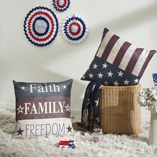 Vhcbrandsfaithfamilyfreedompillowcoversetof220x20decorativepatrioticthrowpillowcoversusaamericanadecorforindependancedayand4thofjulyinsertsnotincluded  Urban Country Home Decor Vhc brands faith family freedom pillow cover set of 2 20×20 decorative patriotic throw pillow covers usa americana decor for independance day and 4th of july inserts not included  urban country home decor