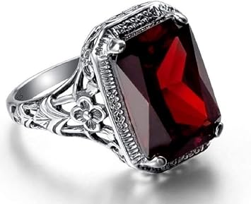 SSZUKOOU 925 Sterling Silver Elegant Huge Natural 3.5Ct Tanzanite 925 Silver Ruby Ring Women Wedding Engagement Size 6-10 US 7