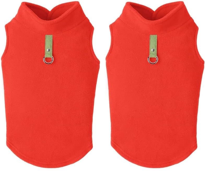 Casaco de fleece para cães pequenos Gooby com argola O-ring, Abóbora, tamanho X-Large, pacote com 2