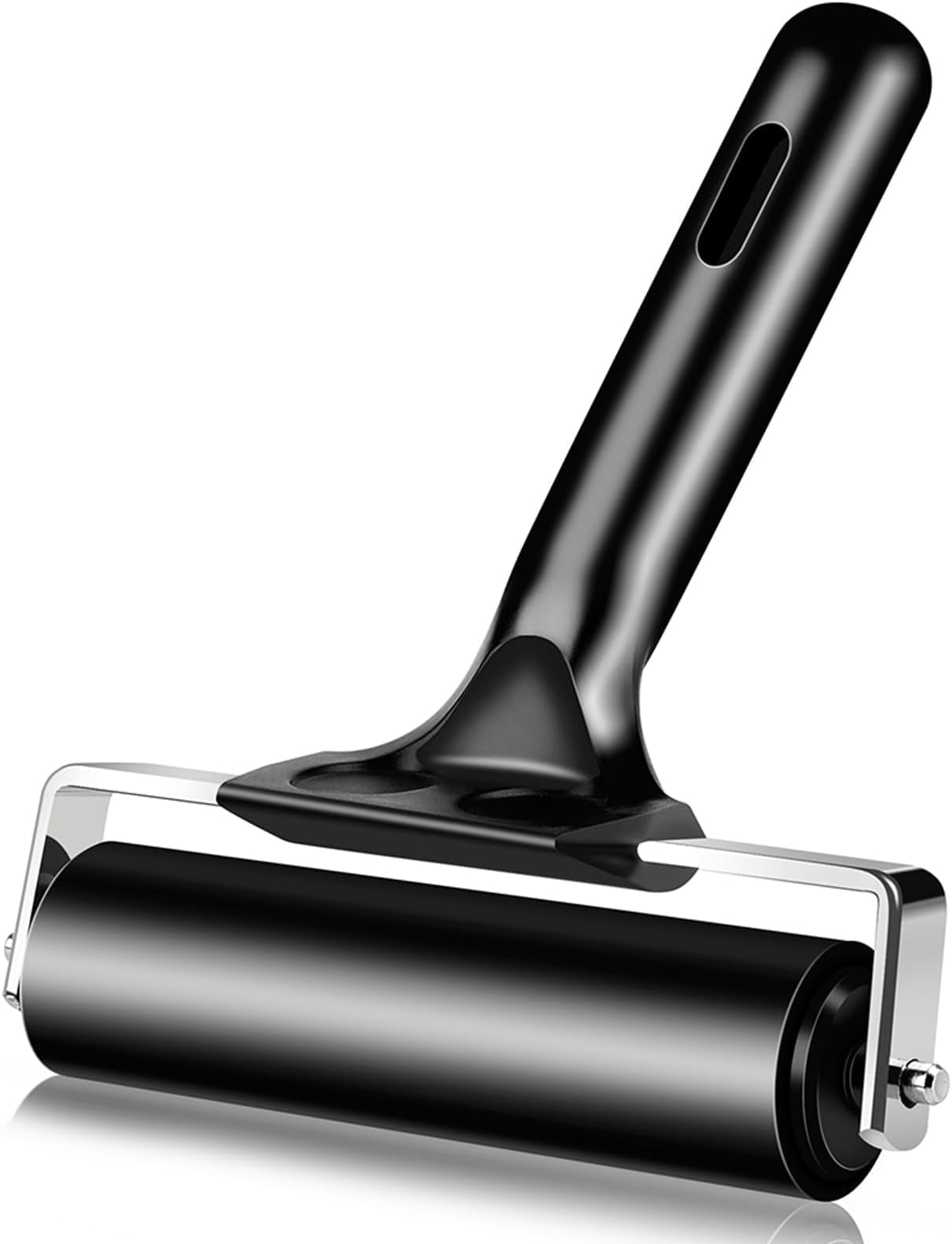 4 Inch Rubber Roller Brayer Rollers for Crafting, Hard Rubber Rollers for Printmaking, Printing, Gluing and Stamping Tools, Boat Flooring & Wallpaper (Original Version, Black)