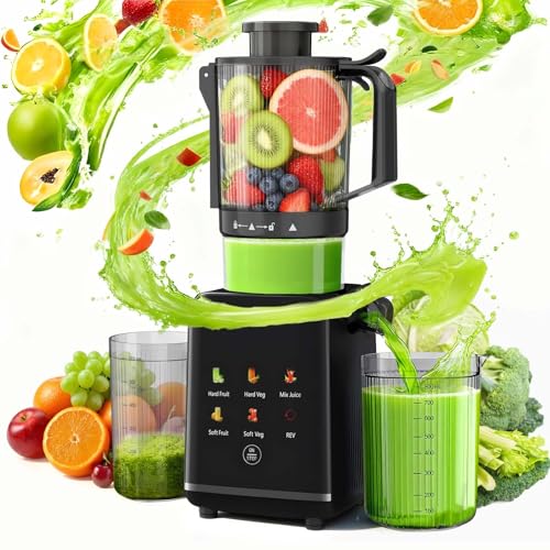 Kismile Cold Press Juicer Machine with 5 Modes, ABS Housing & HD Display, 4.5' Wide Feed Chute Slow Juicer for Fruits & Vegetables, Quiet Masticating Juicer Press, Easy to Clean, High Juice Yield