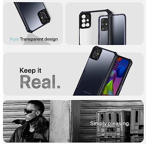 Image of Outlouders Back Cover for Samsung Galaxy M51| Ultra Hybrid Transparent | Full Camera Protection | Raised Edge | Crystal Clear Bumper Case(Black)
