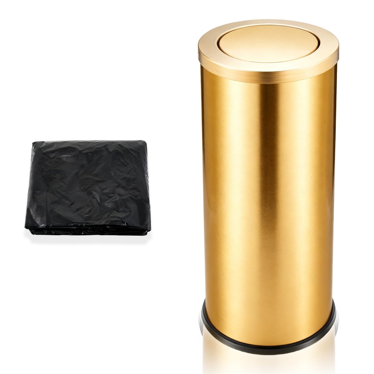 8 Gallon Gold Trash Can Bathroom,Gold Trash Cans Kitchen with 100 Trash Bags,Flip Lid Bathroom Trash Can for Hotels,Shopping Malls,Elevator Doors,Airports and Offices