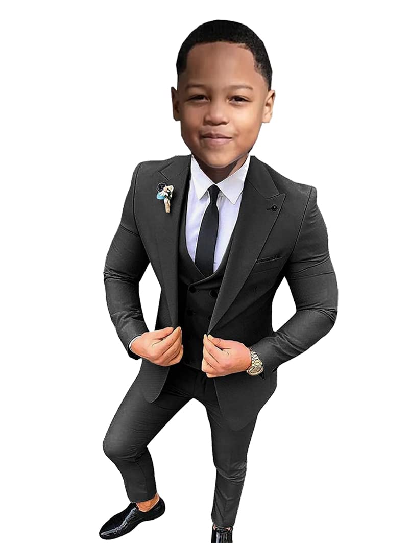 Traje de boda formal para niño, conjunto de trajes de chaqueta y pantalones para niños, traje de un botón, chaqueta de chaleco para niños