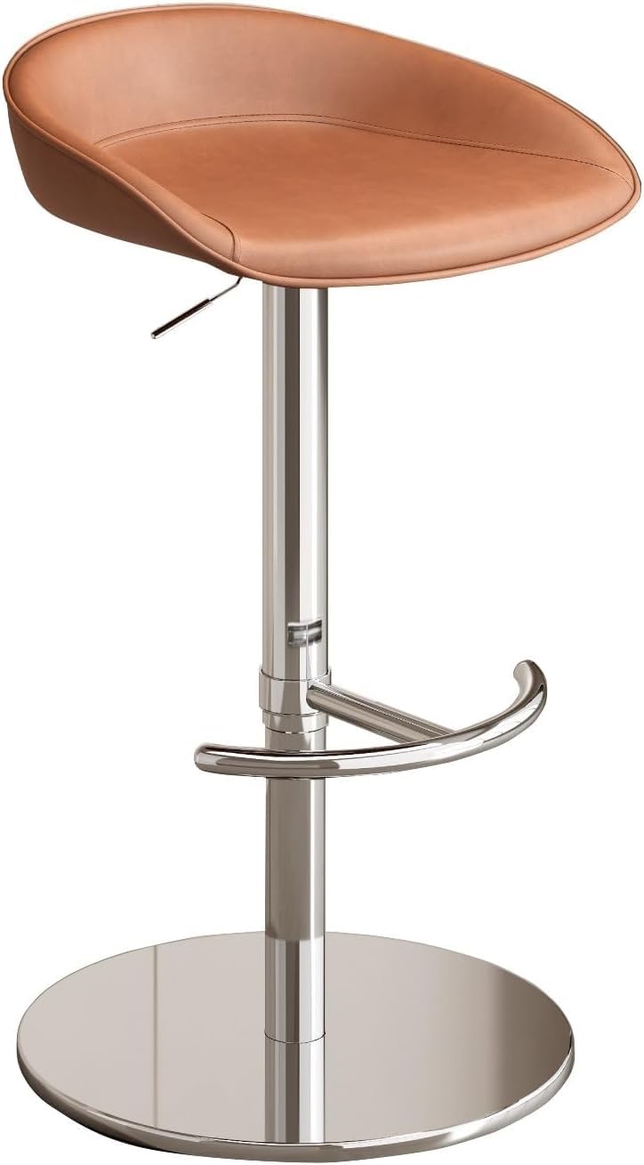 AVLLSO Swivel Bar Stools Modern Counter Chair with Silver Base, PU Leather Upholstered Barstools for Home Bar Pub Café