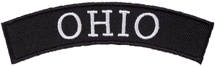 PatchStop Ohio State Top Rocker Biker Patches for Vests Motorcycle Jackets Jeans - 4x1.25in Small Iron On USA Travel Souvenir Embroidered Emblem - DIY Sew On Patch to Hats Backpacks Luggage