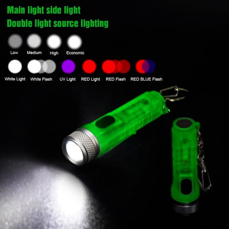 Porte-clés Fluorescent Portable, Rechargeable par USB C, Mini lampe de poche Led UV EDC, lampe de travail d'urgence magnétique, torche latérale de couleur  39
